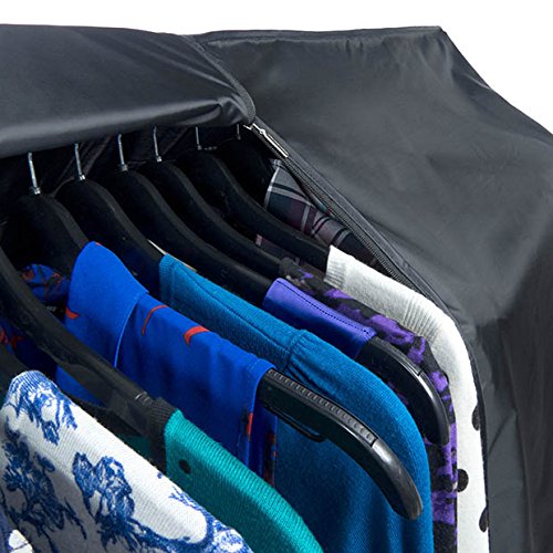 Hangerworld 6Ft Large Black Clothes Rack Cover With 2 Zippers - Waterproof Nylon, Breathable, Dust Protector For Storage (Garmen